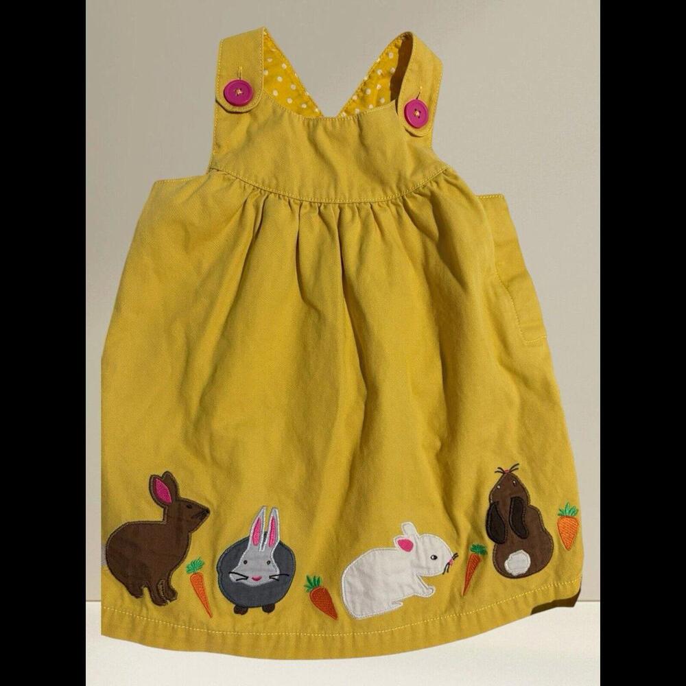Baby Boden Mustard Dress with Animal Appliques